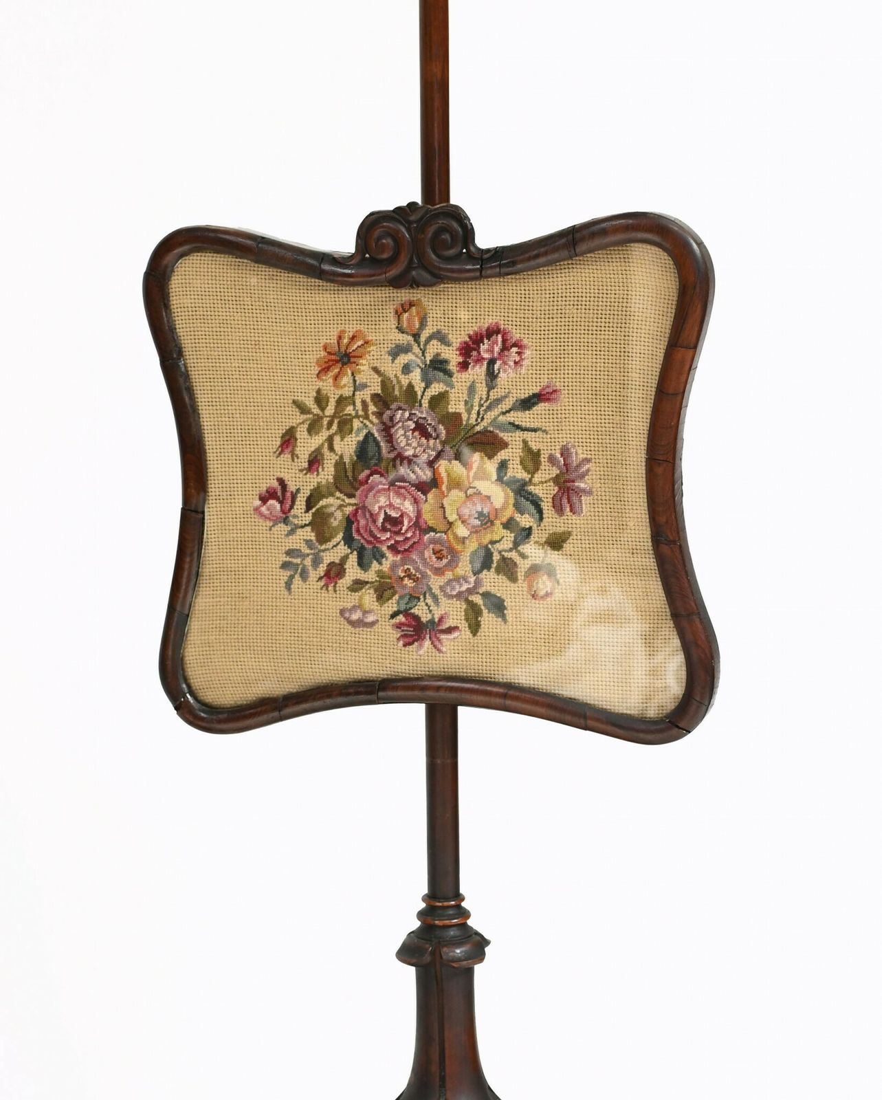 photo furniture Pair Regency Pole Screens Fire Needlepoint Tapestry 1830