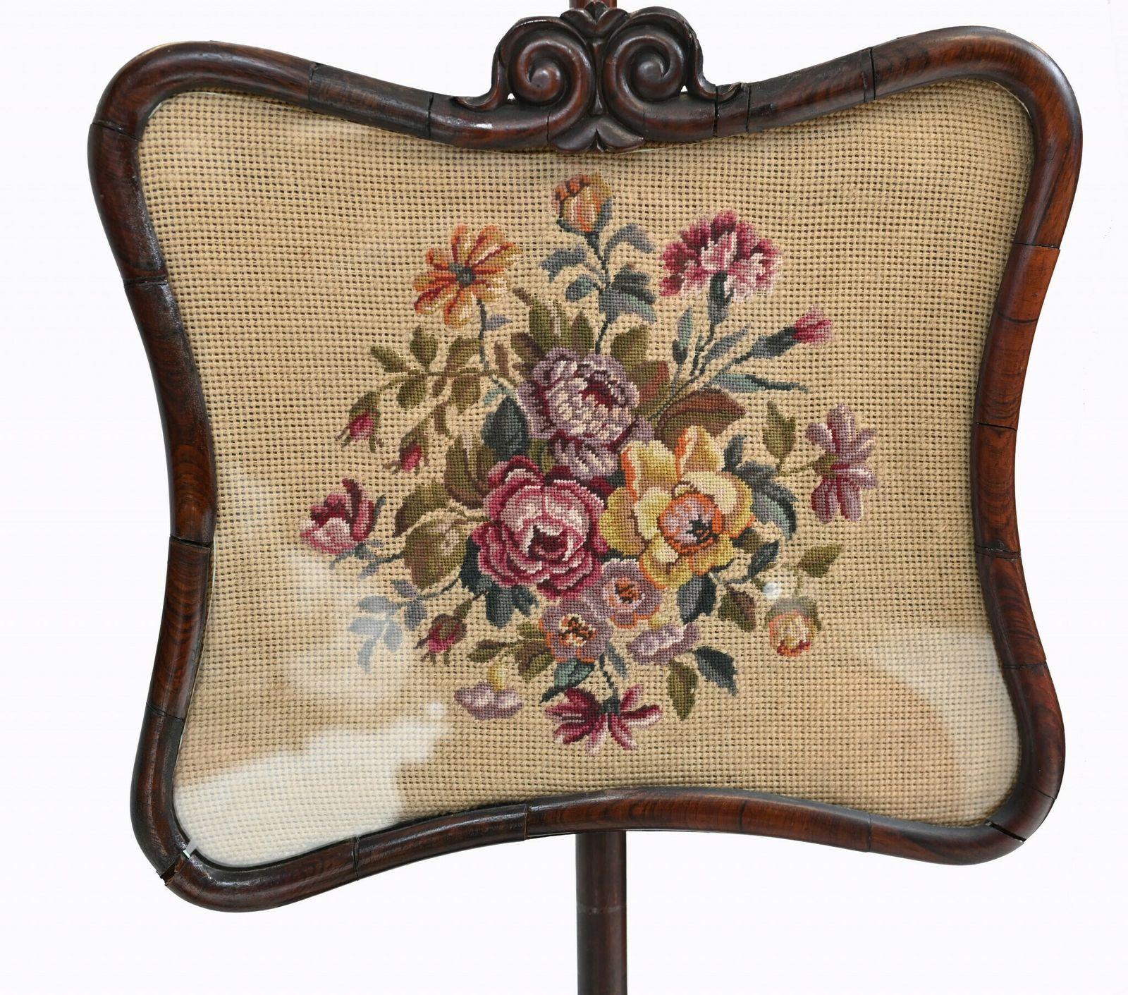 Home Fixtures Pair Regency Pole Screens Fire Needlepoint Tapestry 1830 photo