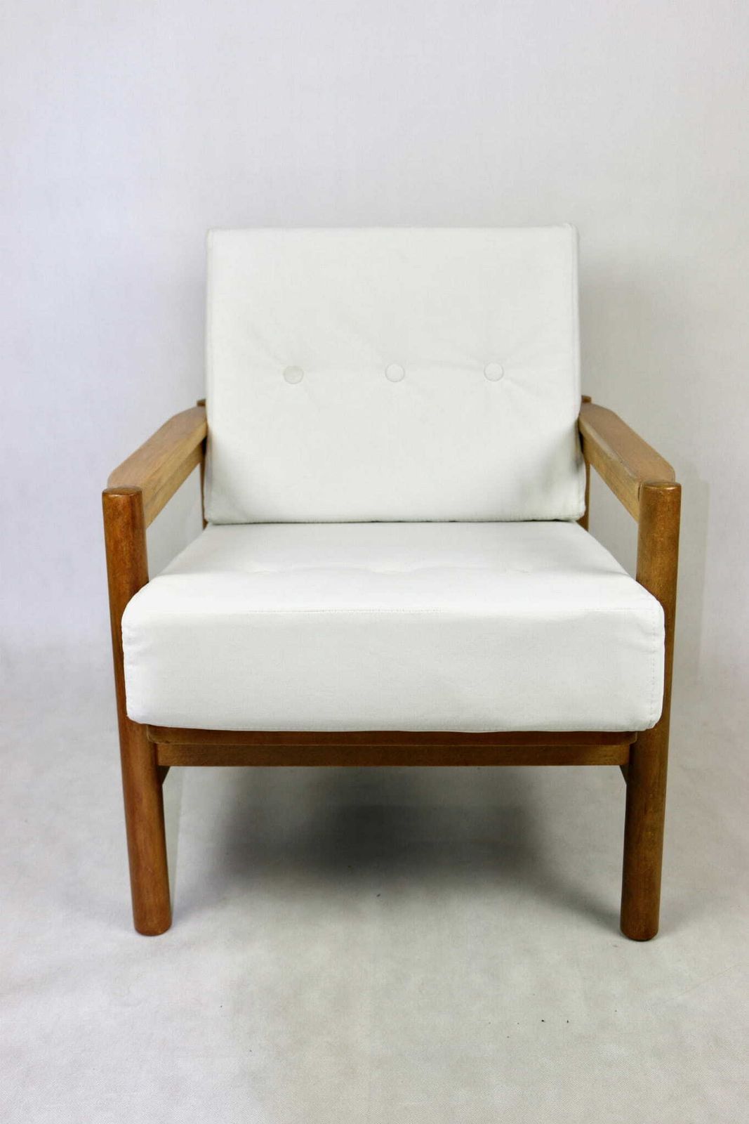 Wooden Armchair Designed By Z. Baczyk, Brown Vintage White Velvet Jade Easy To Clean photo furniture