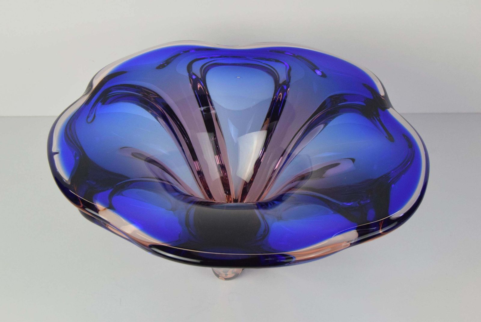 Mid Century Big Art Glass Bowl, Design Josef Hospodka For Chribska, 1960's. photo furniture