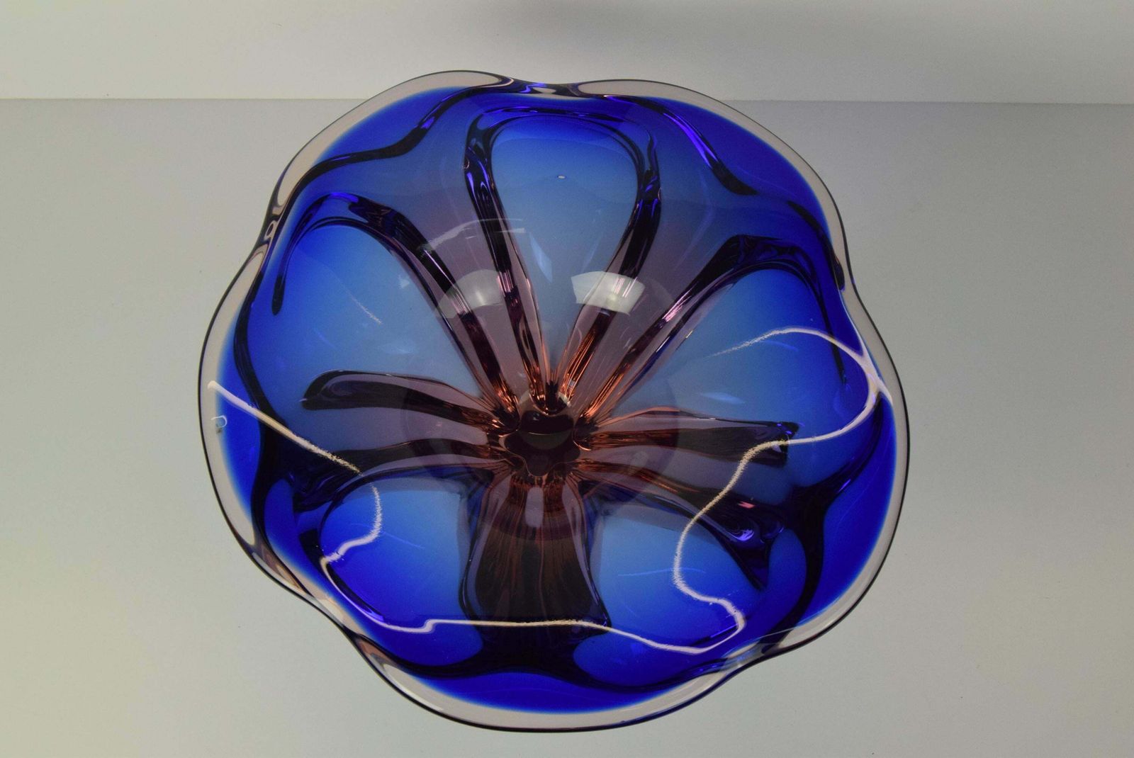 Mid Century Big Art Glass Bowl, Design Josef Hospodka For Chribska, 1960's. photo Home Decor