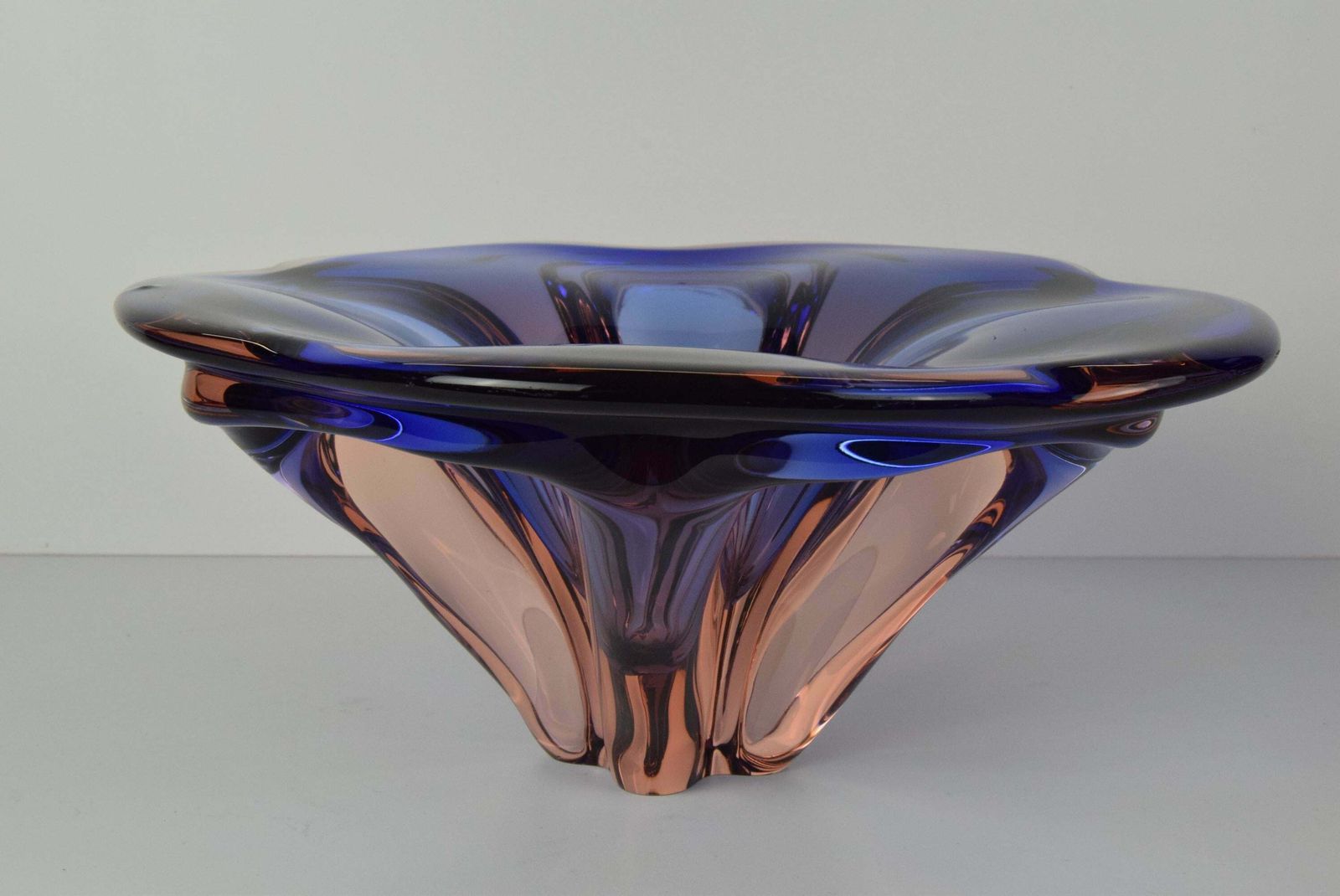 Mid Century Big Art Glass Bowl, Design Josef Hospodka For Chribska, 1960's. photo 364.0