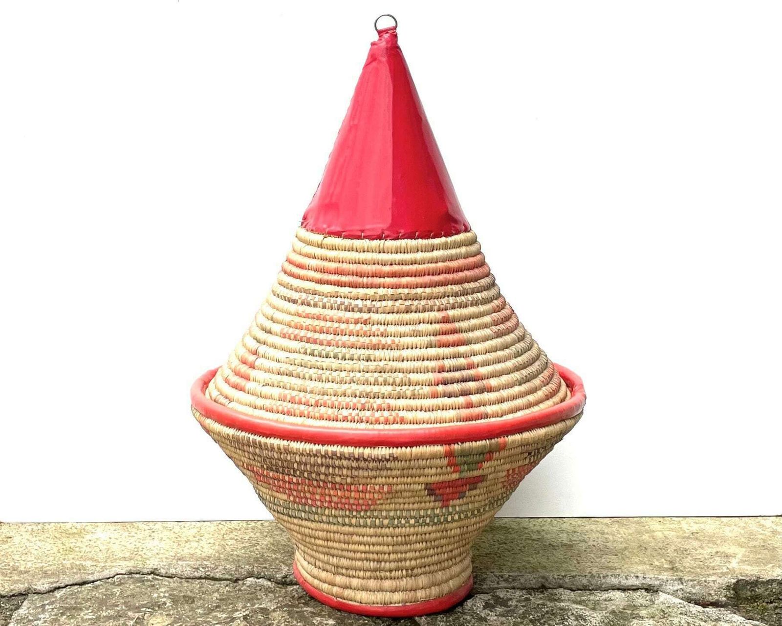 Huge Wicker And Plastic Moroccan Bread Basket, Storage, 1970s / Tbek, Boho Chic, Bohemian, Folk, Morocco photo furniture