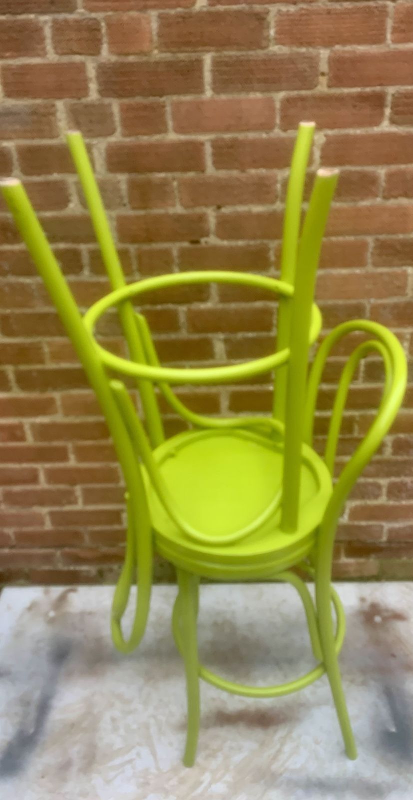 Furniture A Pair Of Vibrant Lime Green Bar Stools photo