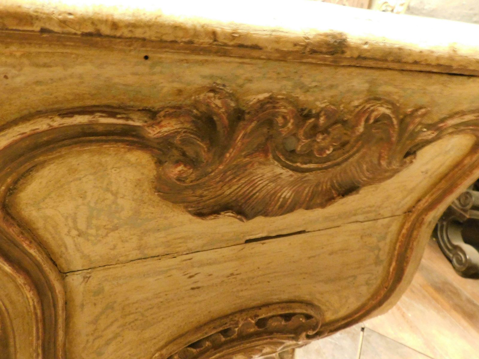 Furniture Antique Venetian Lacquered And Gilded Chest Of Drawers, Richly Carved, Italy photo