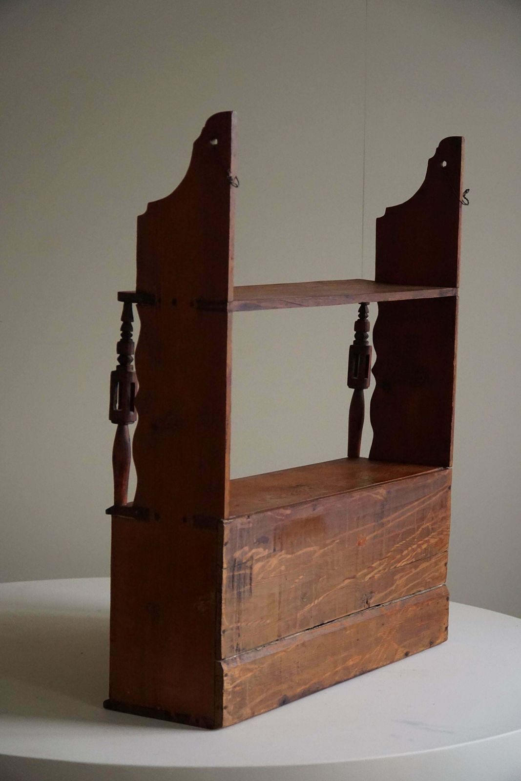 Primitive Wall Shelf In Pine, By A Swedish Carpenter, Late 19th Century photo 474.0