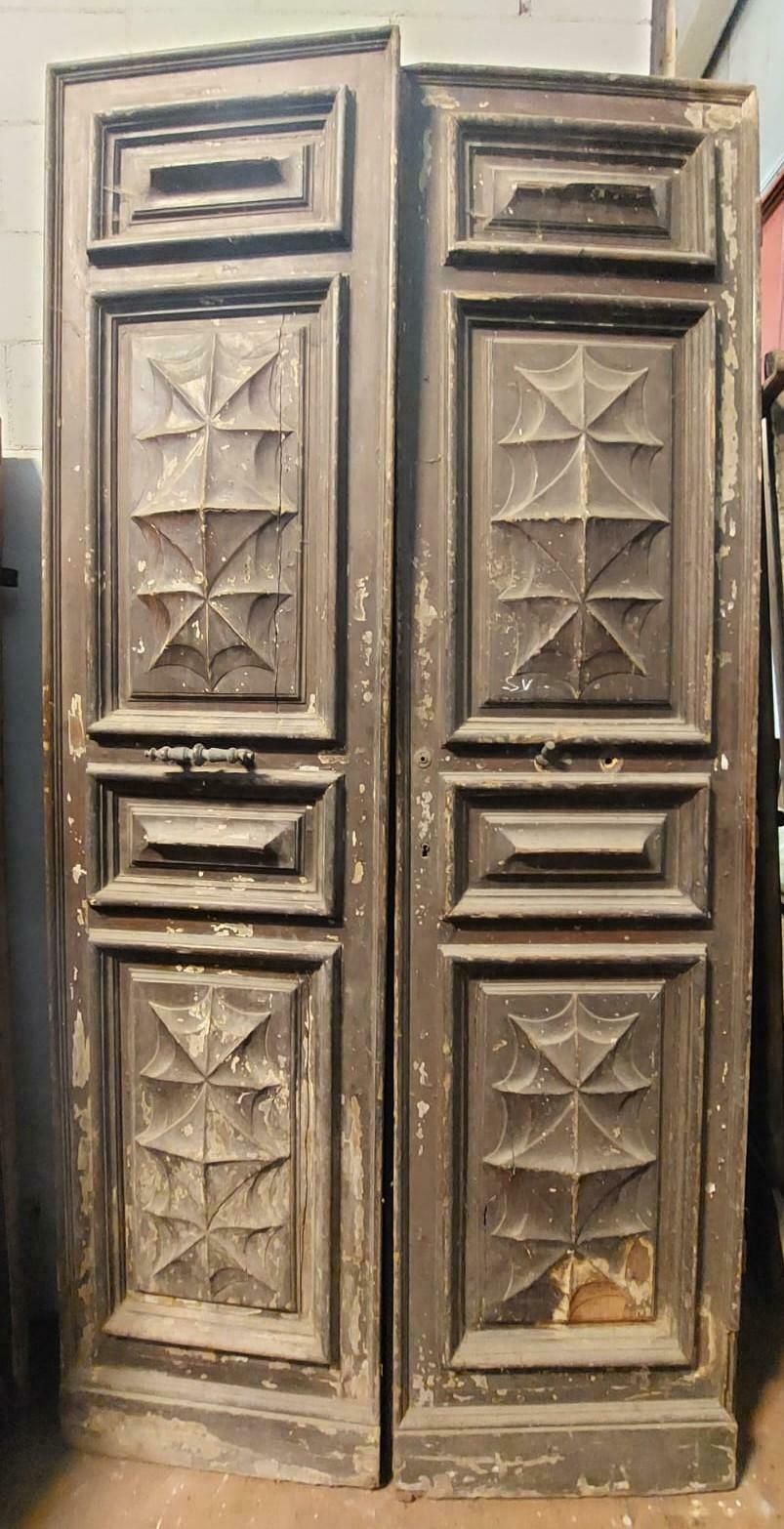 Double Entrance Door In Larch Carved And Lacquered From Turin (Italy) photo furniture