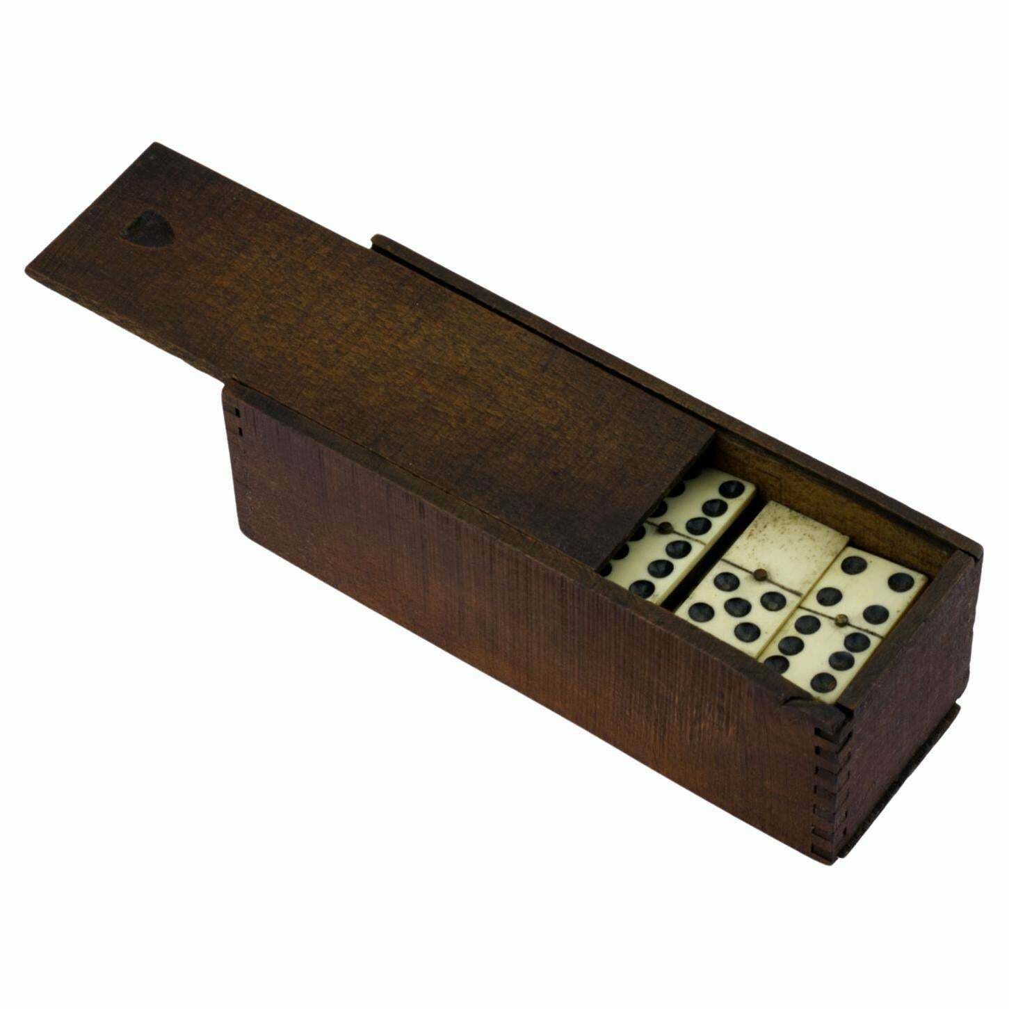 Antique French Bone And Ebony Dominoes Set, 1800s