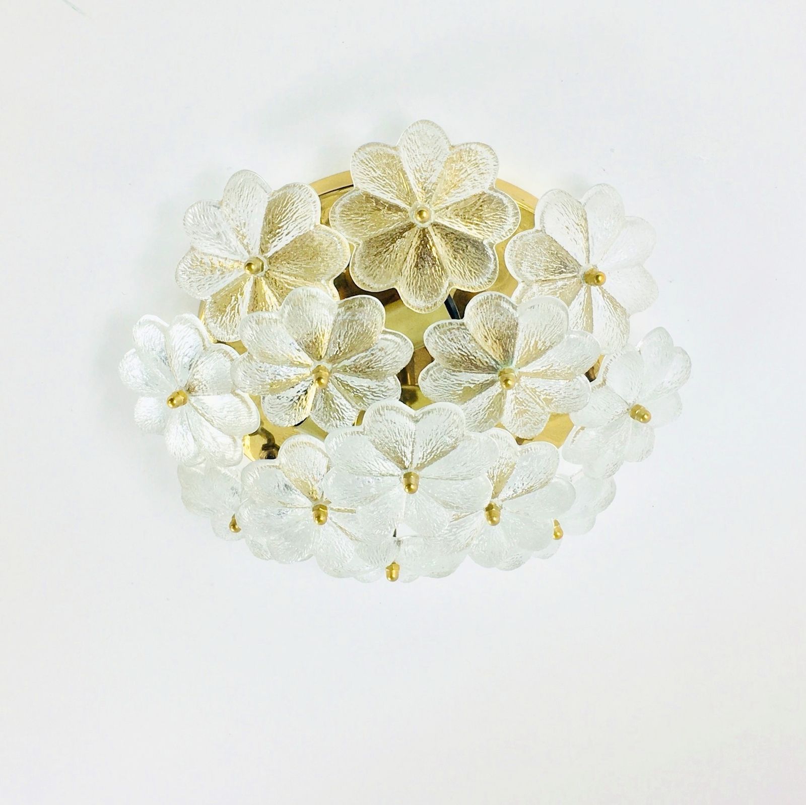 Mid Century Floral Murano Glass Flush Mount By Ernst Palme For Palwa, Germany, 1960s photo for sale