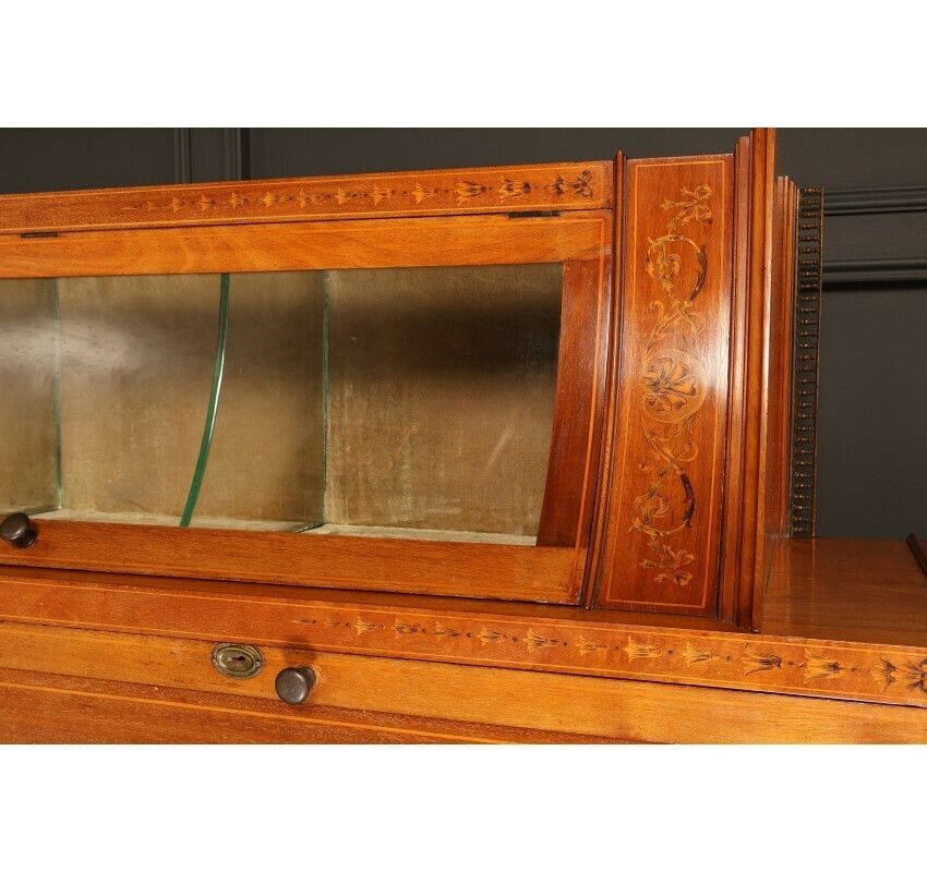 Edwardian Marquetry Inlaid Mahogany Glazed Side Cabinet photo vinterior