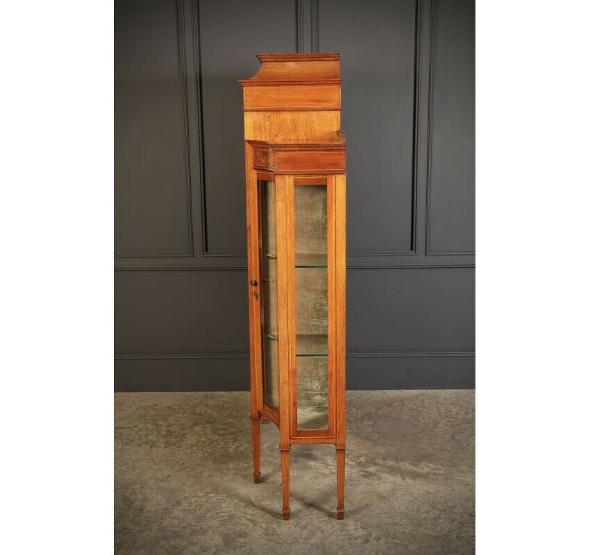 photo furniture Edwardian Marquetry Inlaid Mahogany Glazed Side Cabinet