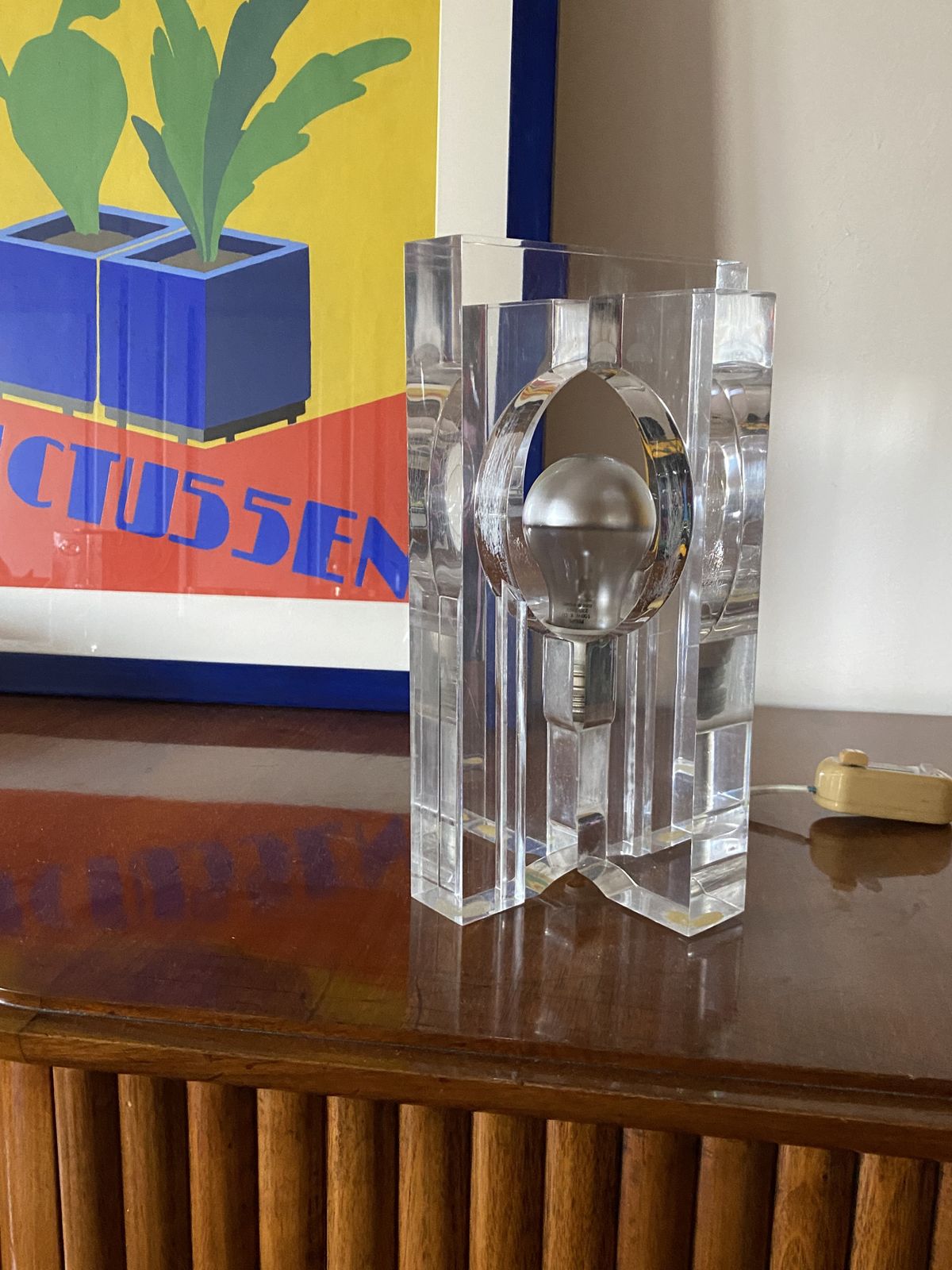 Sandro Petti, Sculptural Lucite Table Lamp, Maison Jansen France 1970s photo for sale