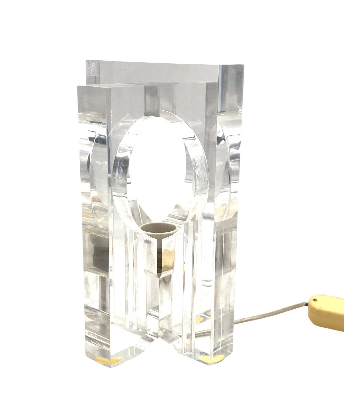 photo vintage Sandro Petti, Sculptural Lucite Table Lamp, Maison Jansen France 1970s