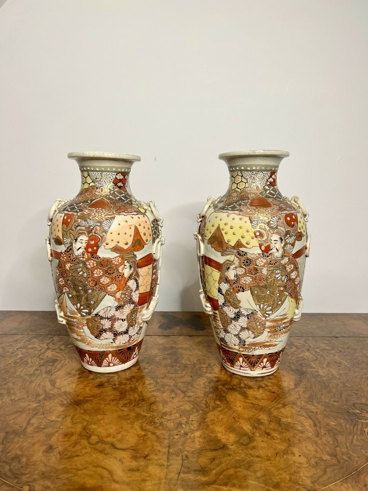 Quality Pair Of Large Antique Satsuma Vases photo vinterior