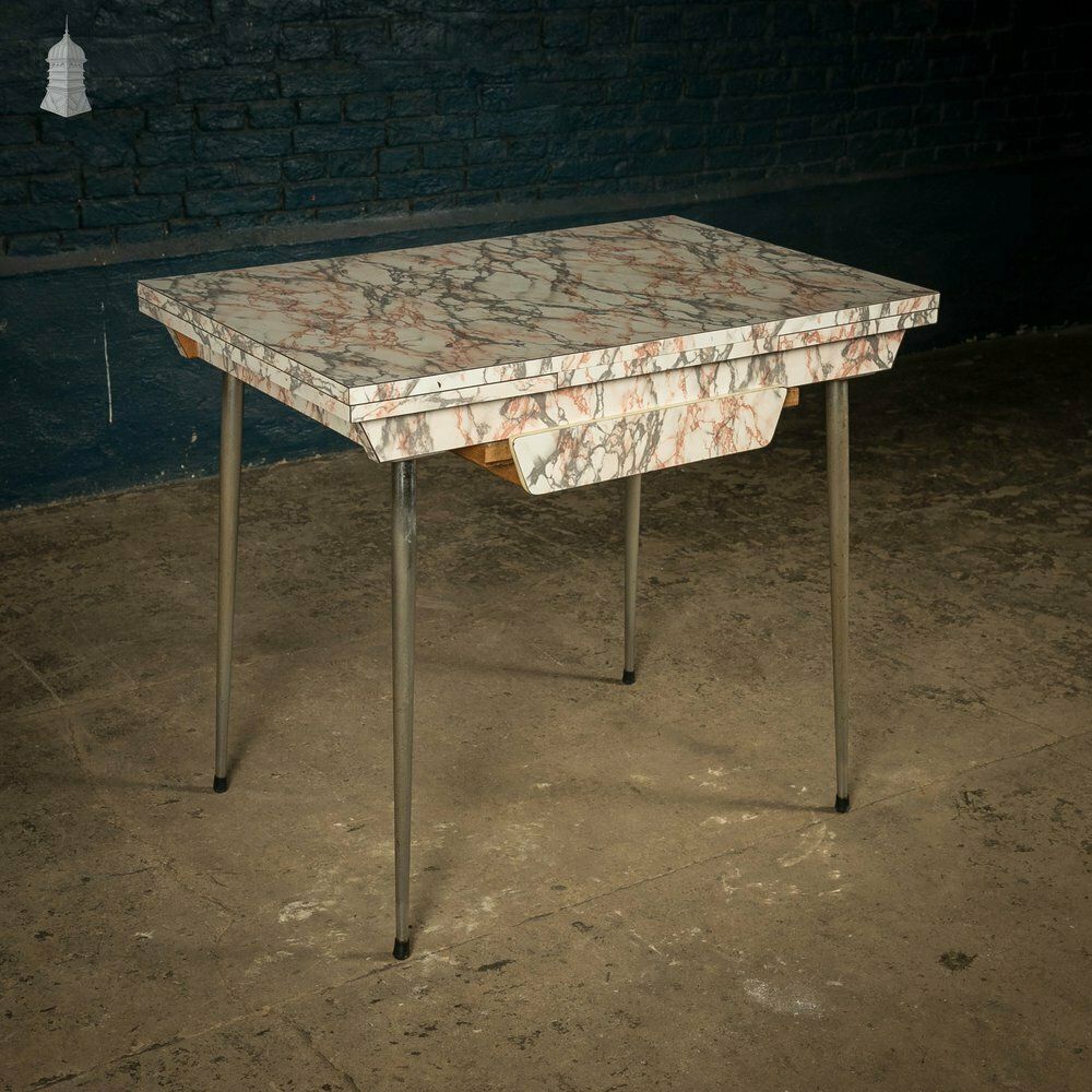Melamine Extending Table, Vintage 1960’s With A Marble Effect photo furniture