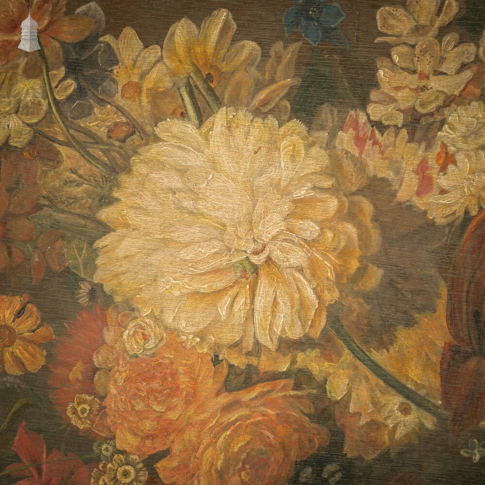 Louis XVI Trumeau Mirror, Painted Floral Still Life photo vintage