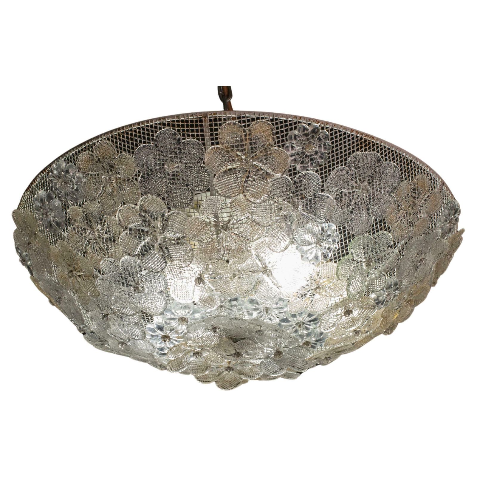 Mid Century Gold Flower Glass Ceiling Light 1960s By Barovier E Toso