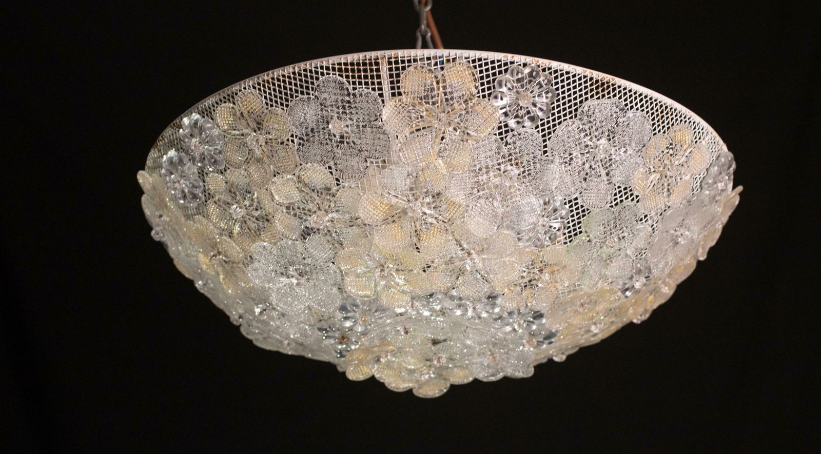 Lighting Mid Century Gold Flower Glass Ceiling Light 1960s By Barovier E Toso photo