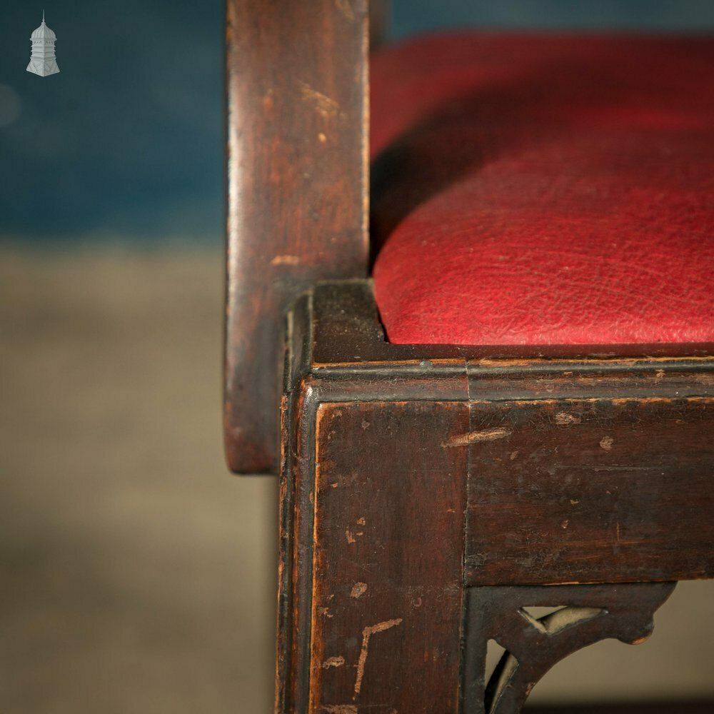 photo for sale Chippendale Style Chair, Carved Hardwood With Leather Seat Cushion