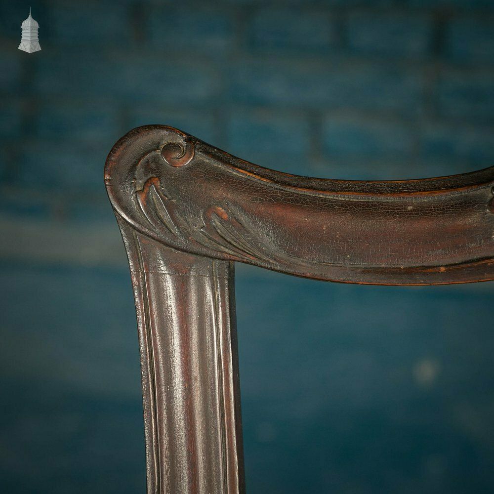 Furniture Chippendale Style Chair, Carved Hardwood With Leather Seat Cushion photo