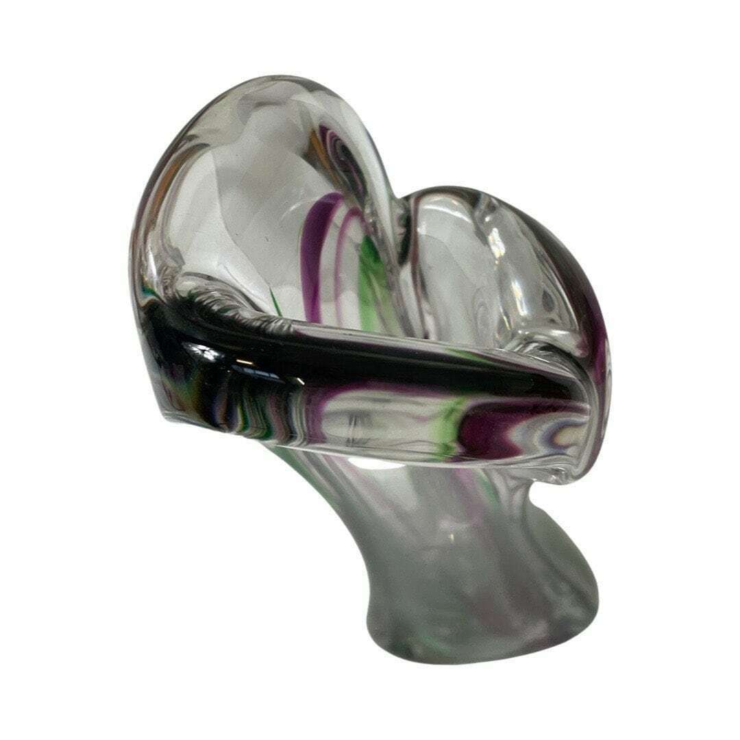 Max Verboeket   Kristalunie Maastricht   Vase (Large) With Purple And Green   Unused, Vintage   Dutch Glass photo Home Decor