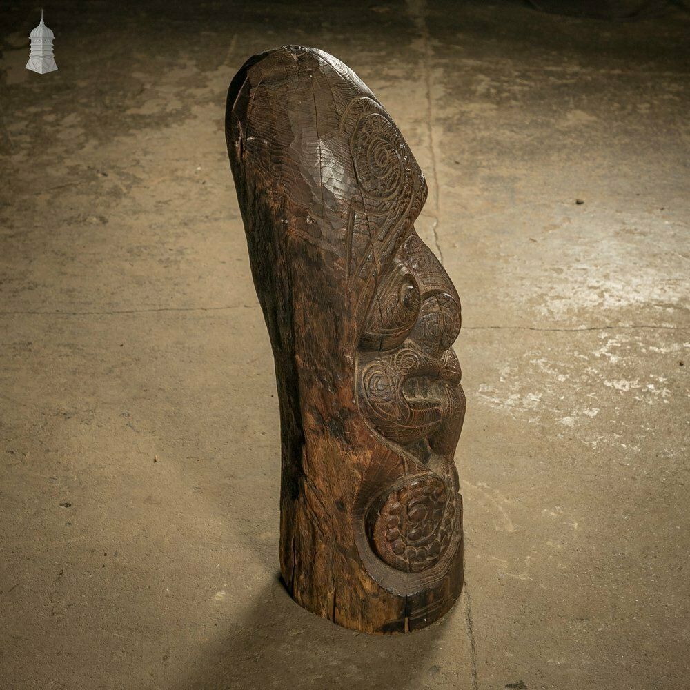 Maori Tribal Sculpture, Early 1800s Carved Hardwood Figure Or Totem photo Art