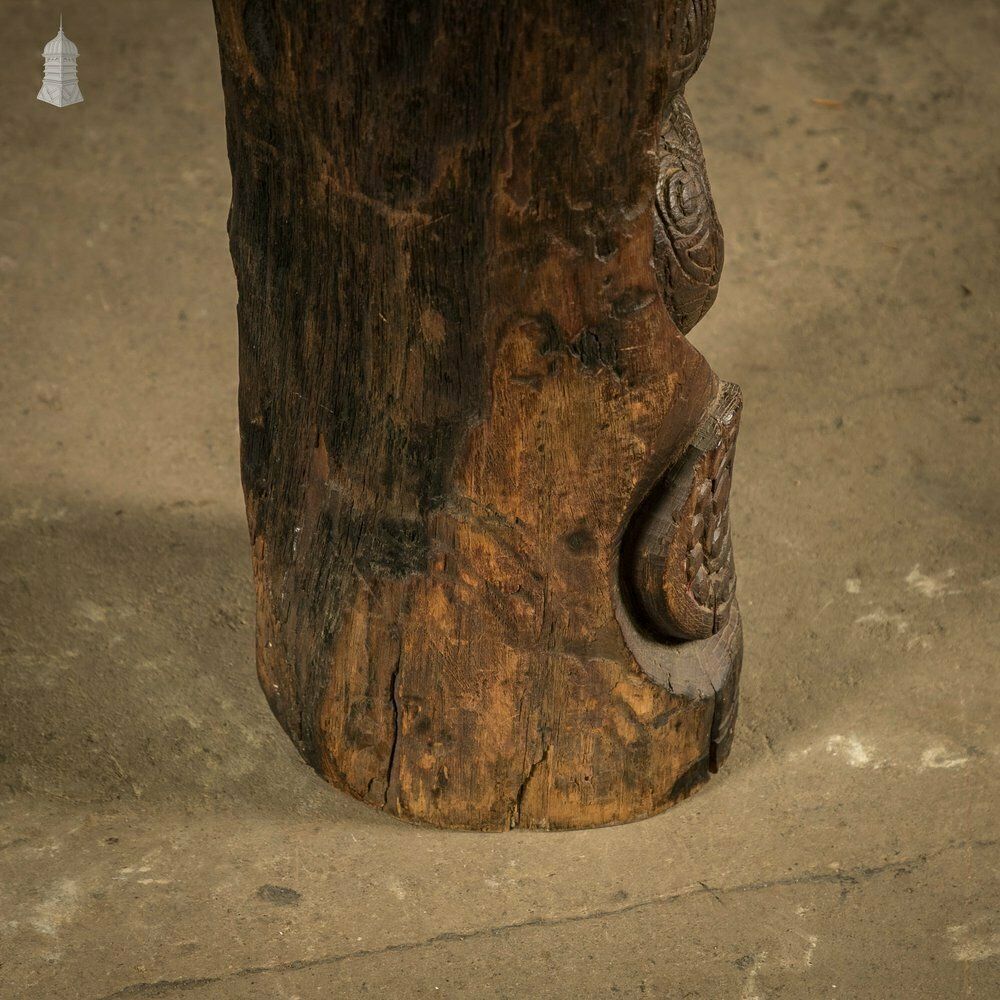 photo vintage Maori Tribal Sculpture, Early 1800s Carved Hardwood Figure Or Totem