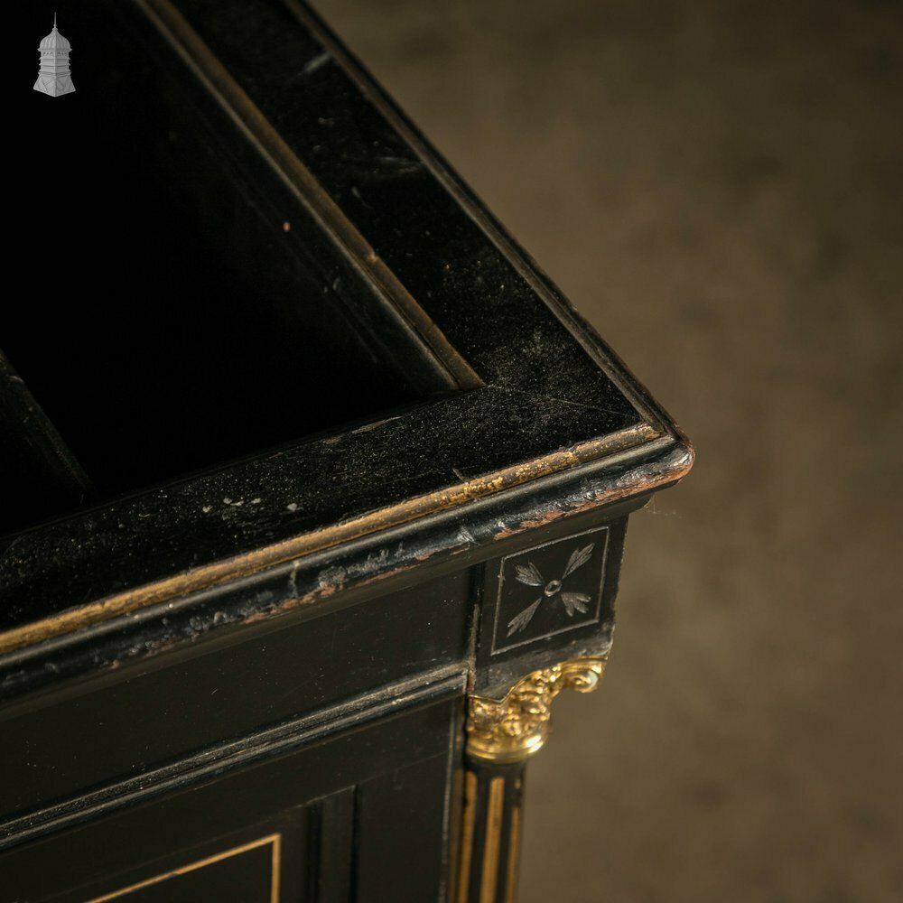 870.0 Victorian Canterbury Sheet Music Rack, Ebonised Hardwood With Gold Column Details photo