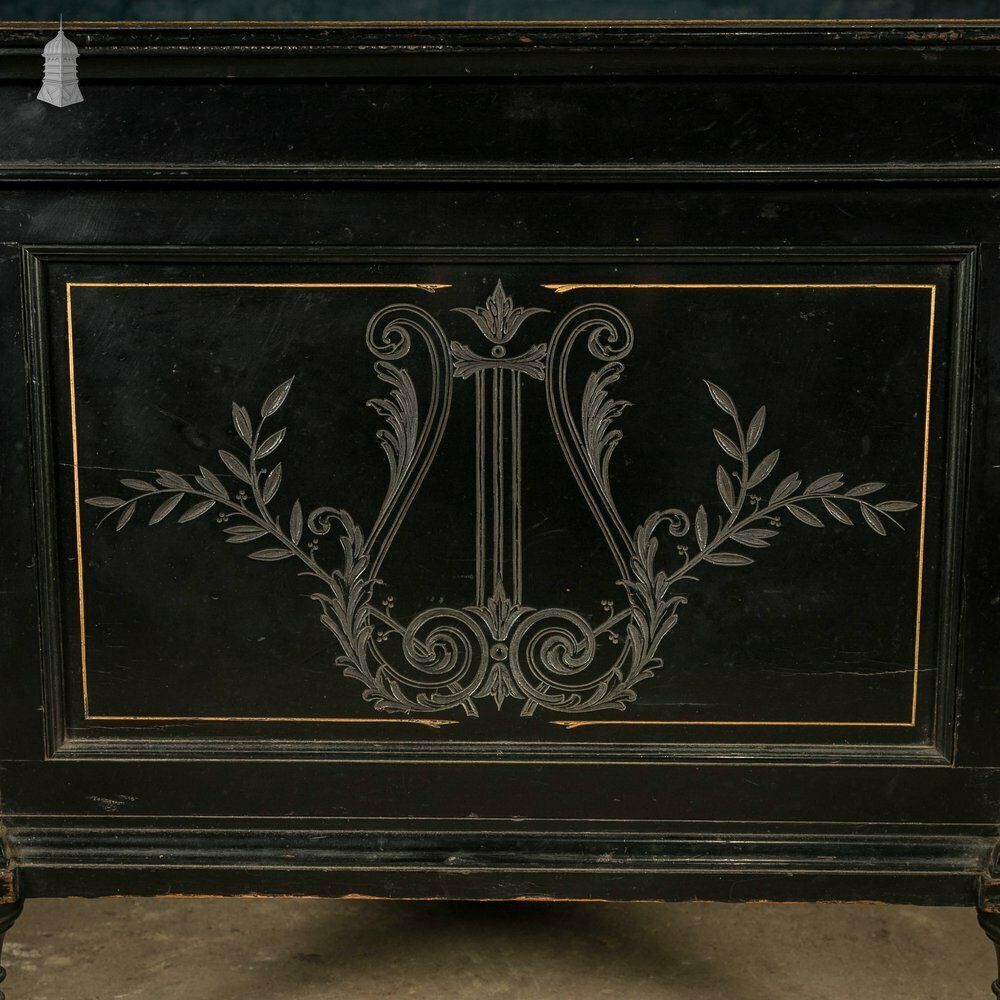 photo vinterior Victorian Canterbury Sheet Music Rack, Ebonised Hardwood With Gold Column Details