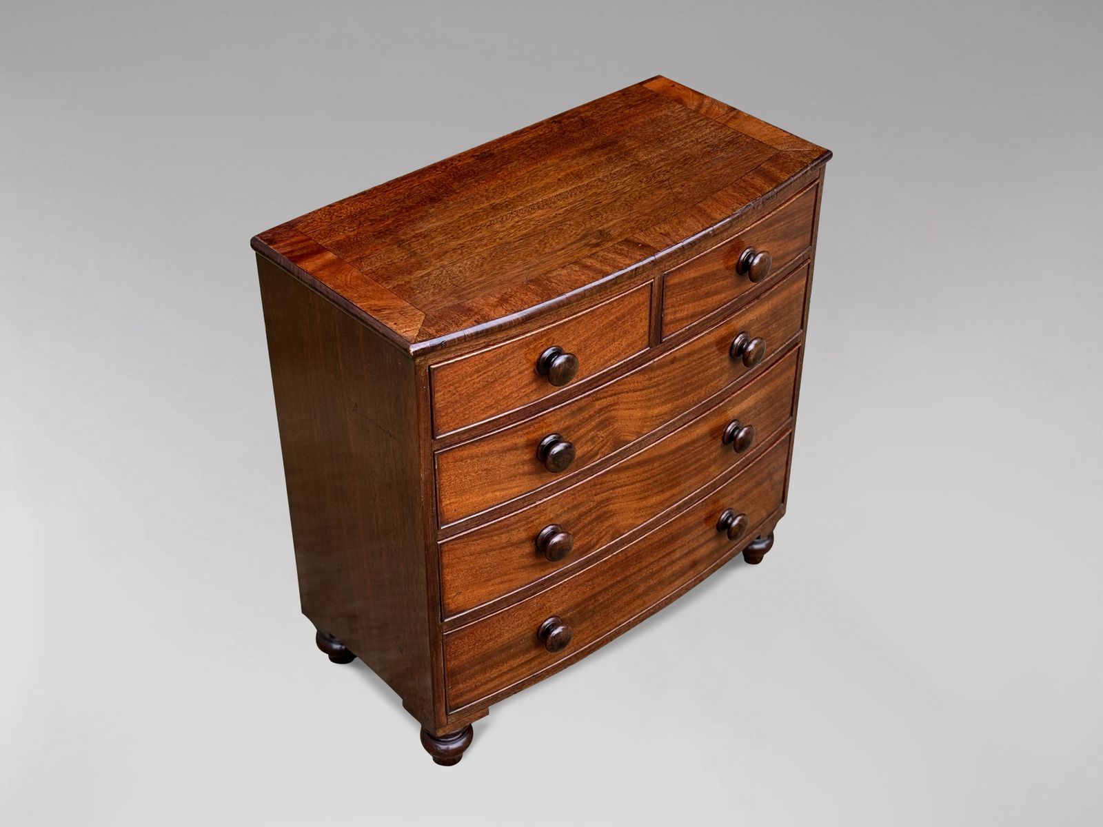 19th Century Miniature Bow Fronted Mahogany Chest Of Drawers photo Furniture