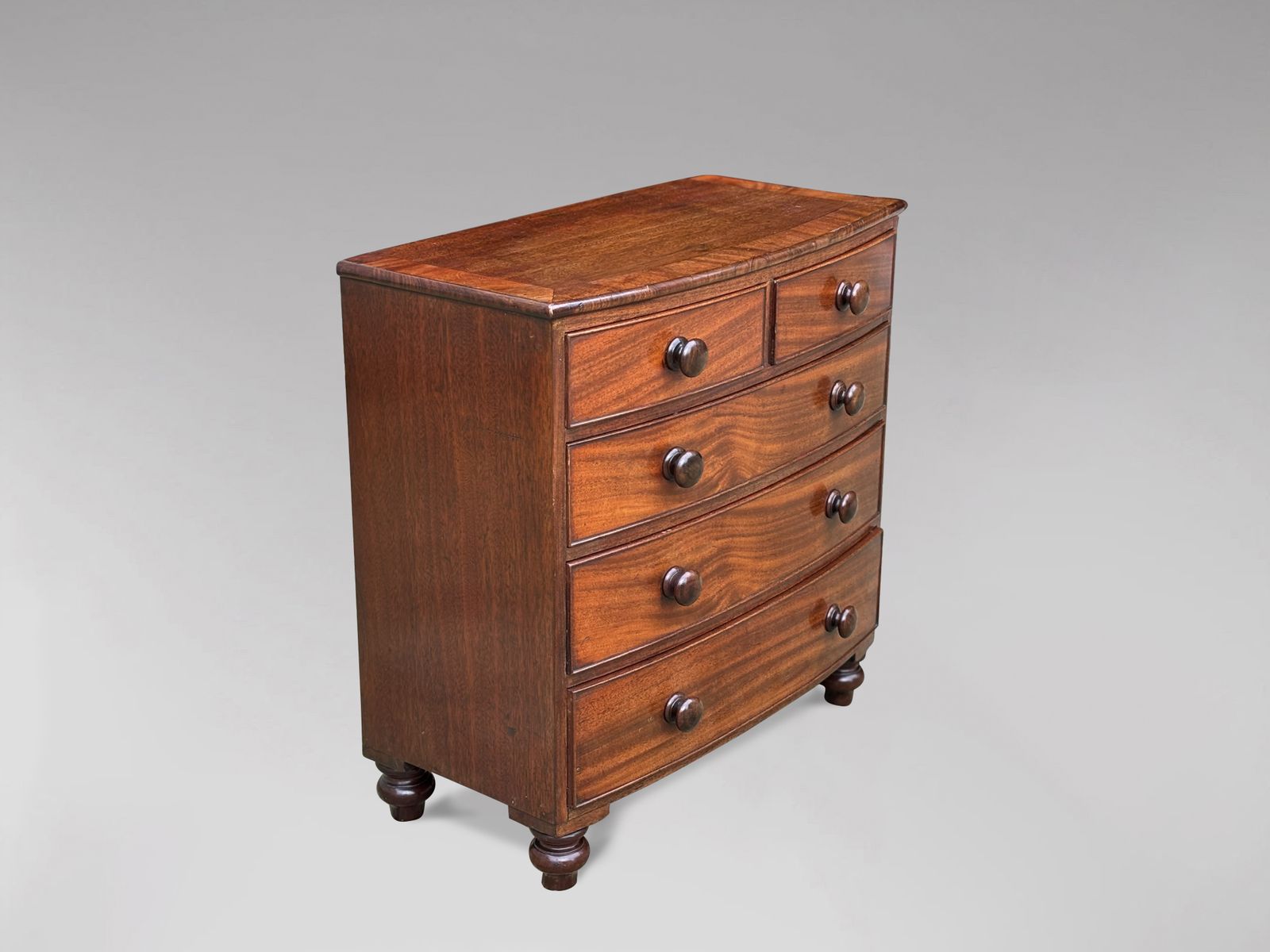 19th Century Miniature Bow Fronted Mahogany Chest Of Drawers photo 1440.0