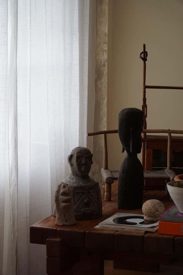 Mid Century, Decorative African Wooden Sculpture, Made In The 1940 50s photo Art
