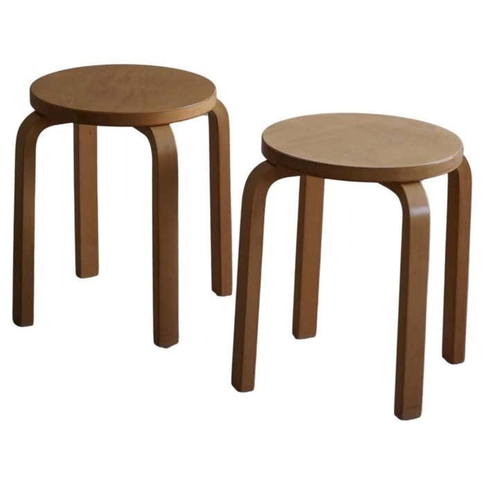 Alvar Aalto, A Pair Of Vintage Stools In Birch, Model "60", Made At Artek, 1970s