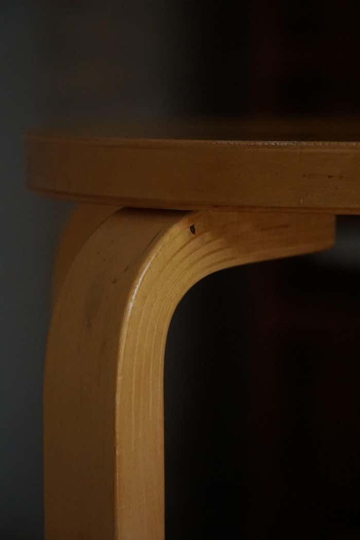 Alvar Aalto, A Pair Of Vintage Stools In Birch, Model "60", Made At Artek, 1970s photo for sale