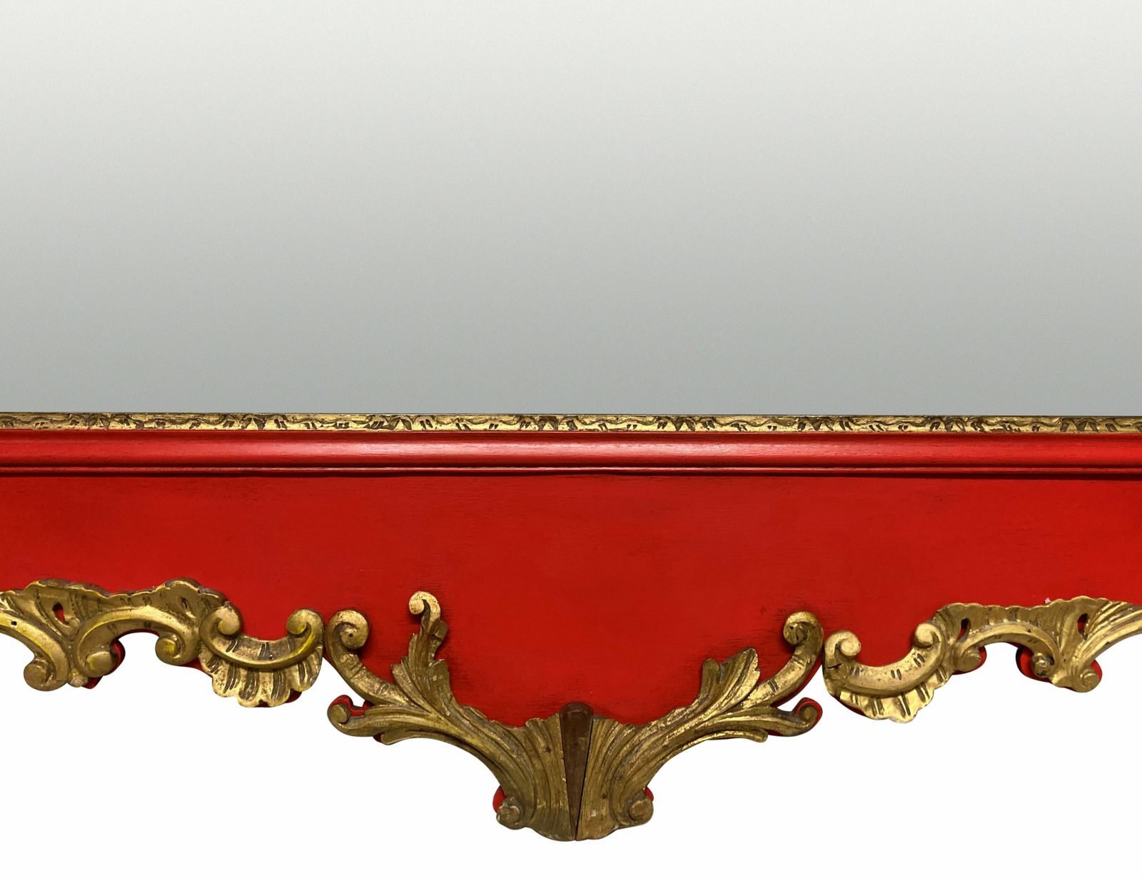 A George II Style Carved Scarlet & Giltwood Mirror photo Home Decor