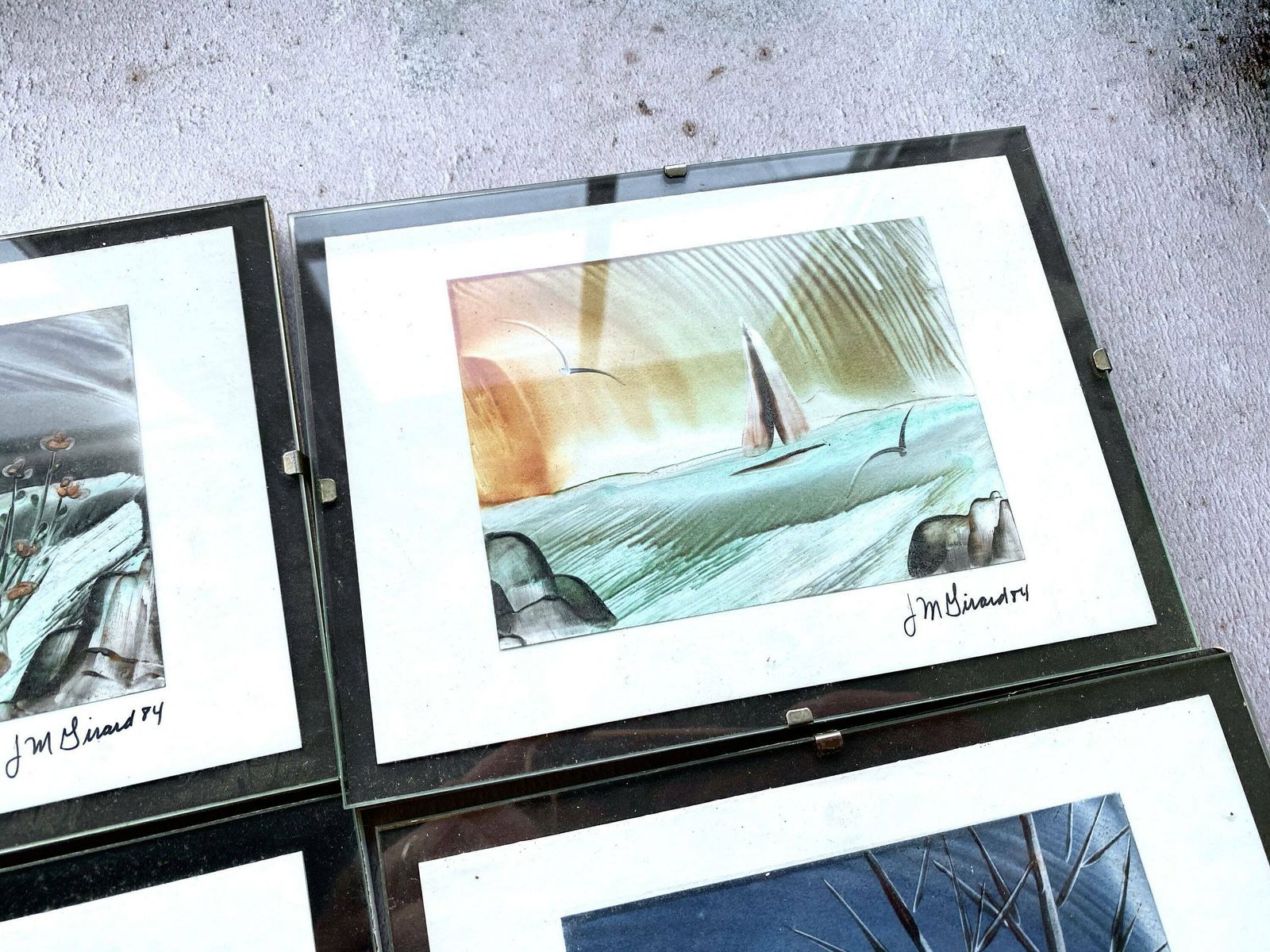 5 X Original Vintage Landscape Artworks   Signed Jean Marie Girard 1984 Framed photo for sale