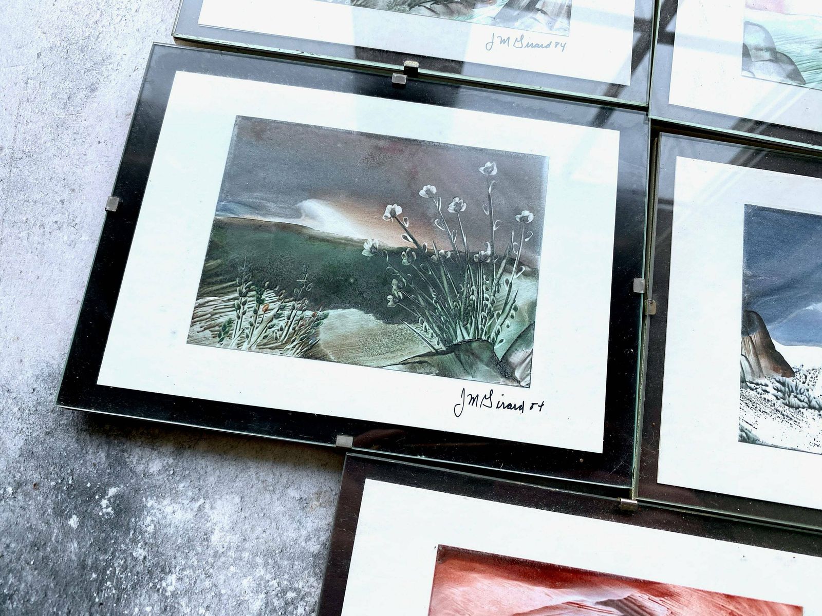5 X Original Vintage Landscape Artworks   Signed Jean Marie Girard 1984 Framed photo 95.0