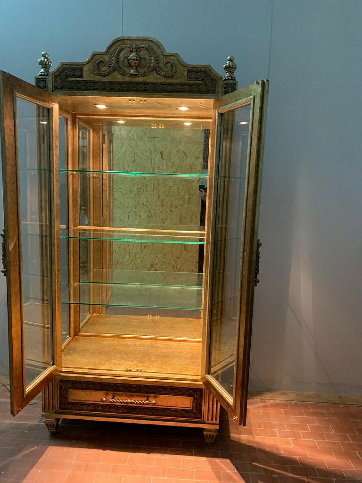 Louis XVI Style Gold Finished Display Case By Lam Lee Group, 1990s photo Furniture