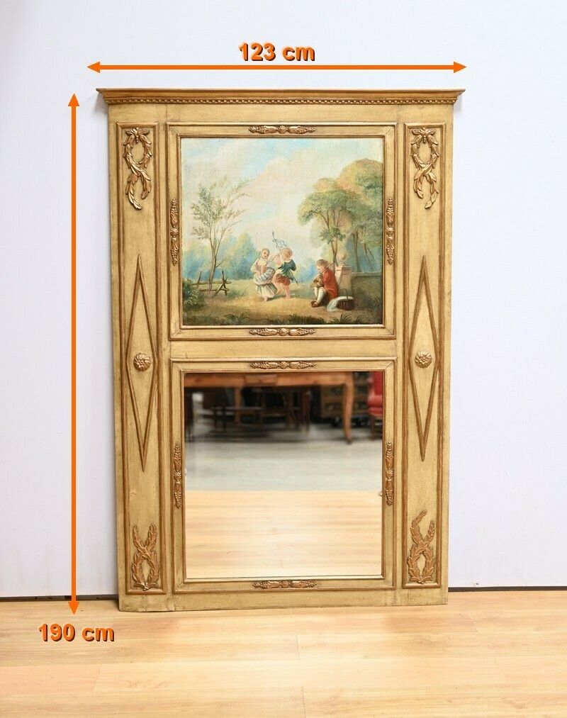 Important Trumeau In Golden Wood, Louis XVI Period – Late 18th Century photo furniture