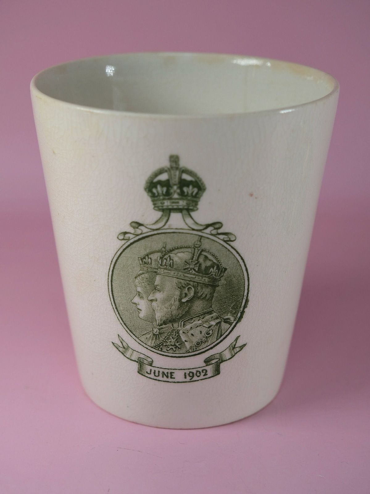 King Edward VII Queen Alexandra Coronation 1902 — Royal Doulton Beaker & Commemorative Brass Ashtray | Rare Antique Royalty Memorabilia photo Home Decor
