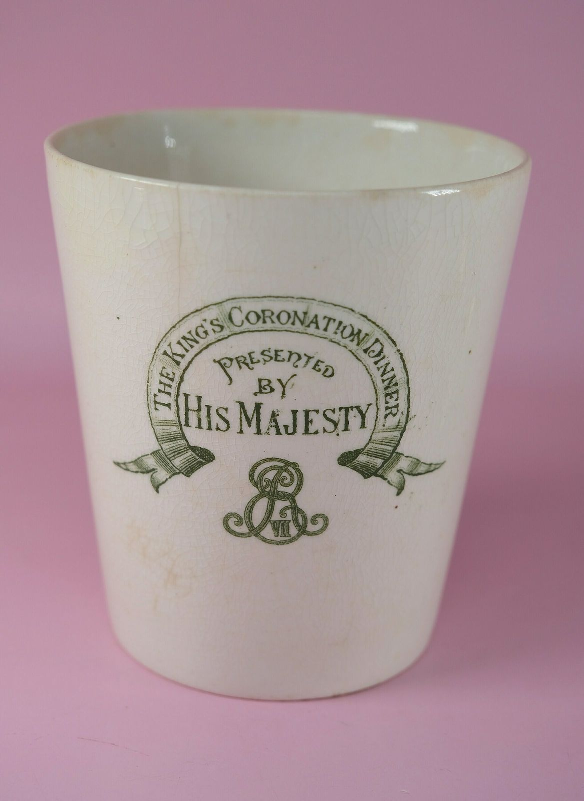 King Edward VII Queen Alexandra Coronation 1902 — Royal Doulton Beaker & Commemorative Brass Ashtray | Rare Antique Royalty Memorabilia photo 115.0