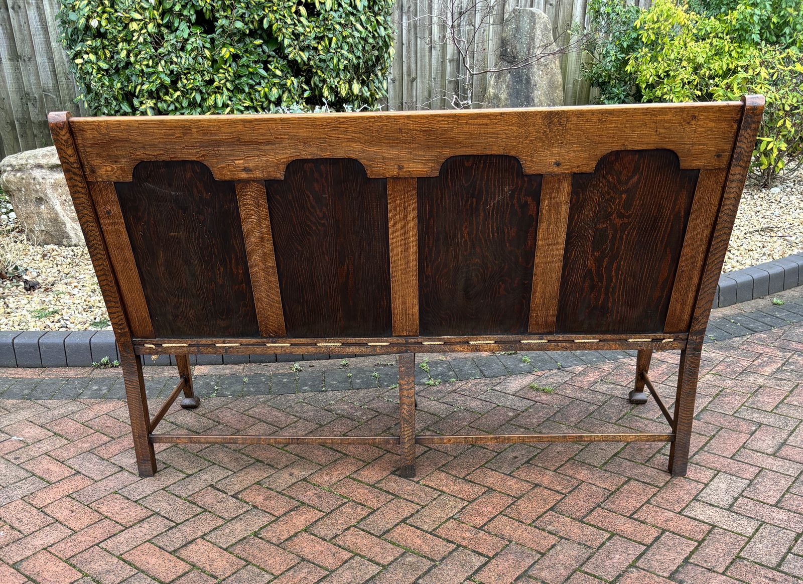 1946.0 Arts & Crafts Oak And Leather Settle photo