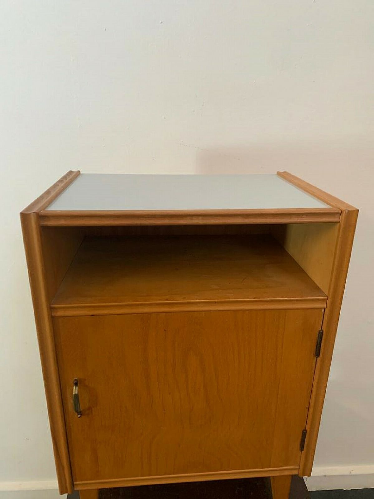 Ash Bedside Table With Pearl Grey Laminate Top, 1950s photo 372.0