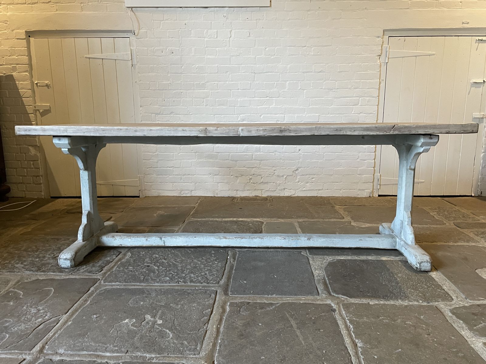 English Painted Trestle Table, 1800s photo Furniture
