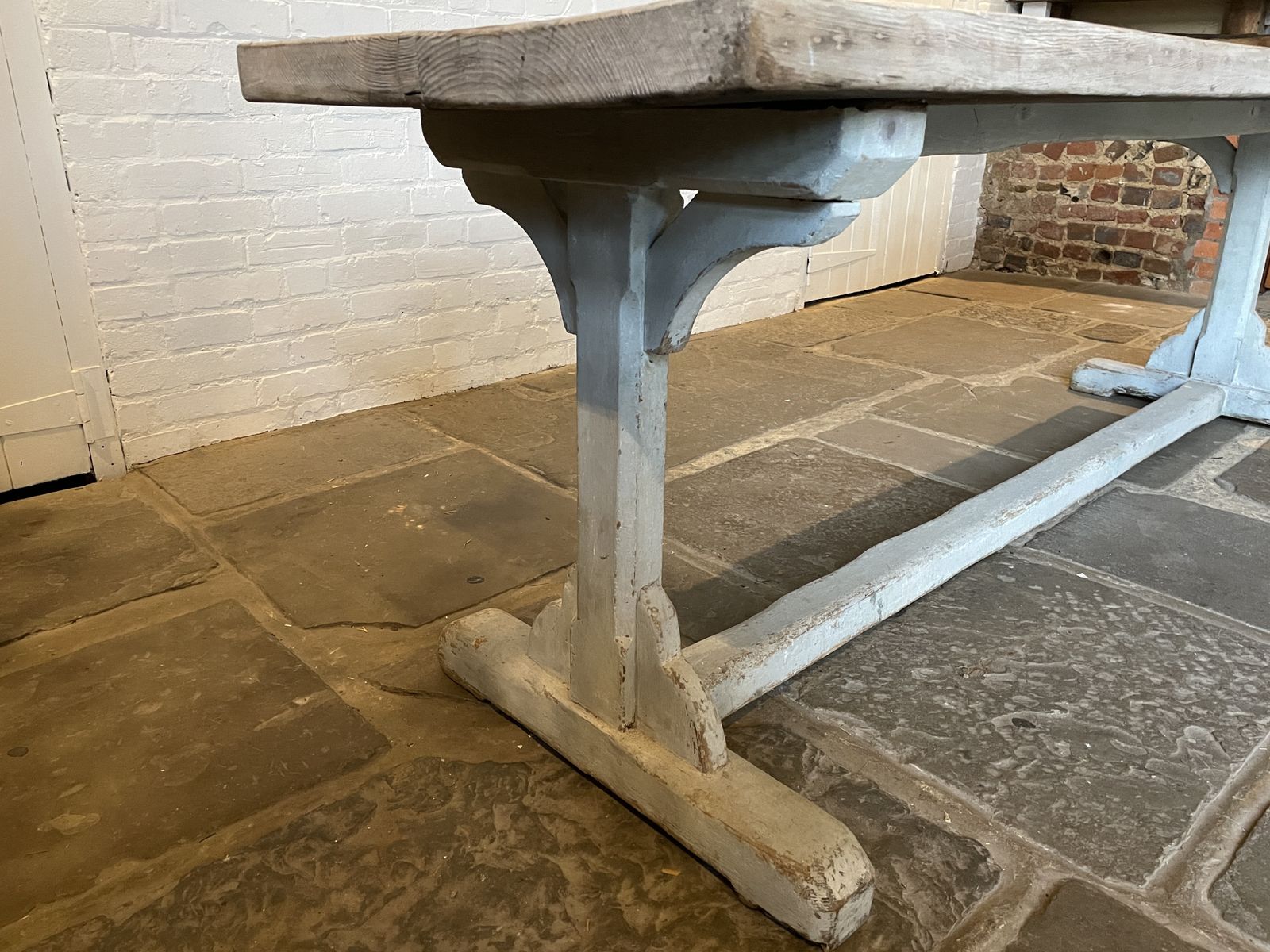 English Painted Trestle Table, 1800s photo vintage