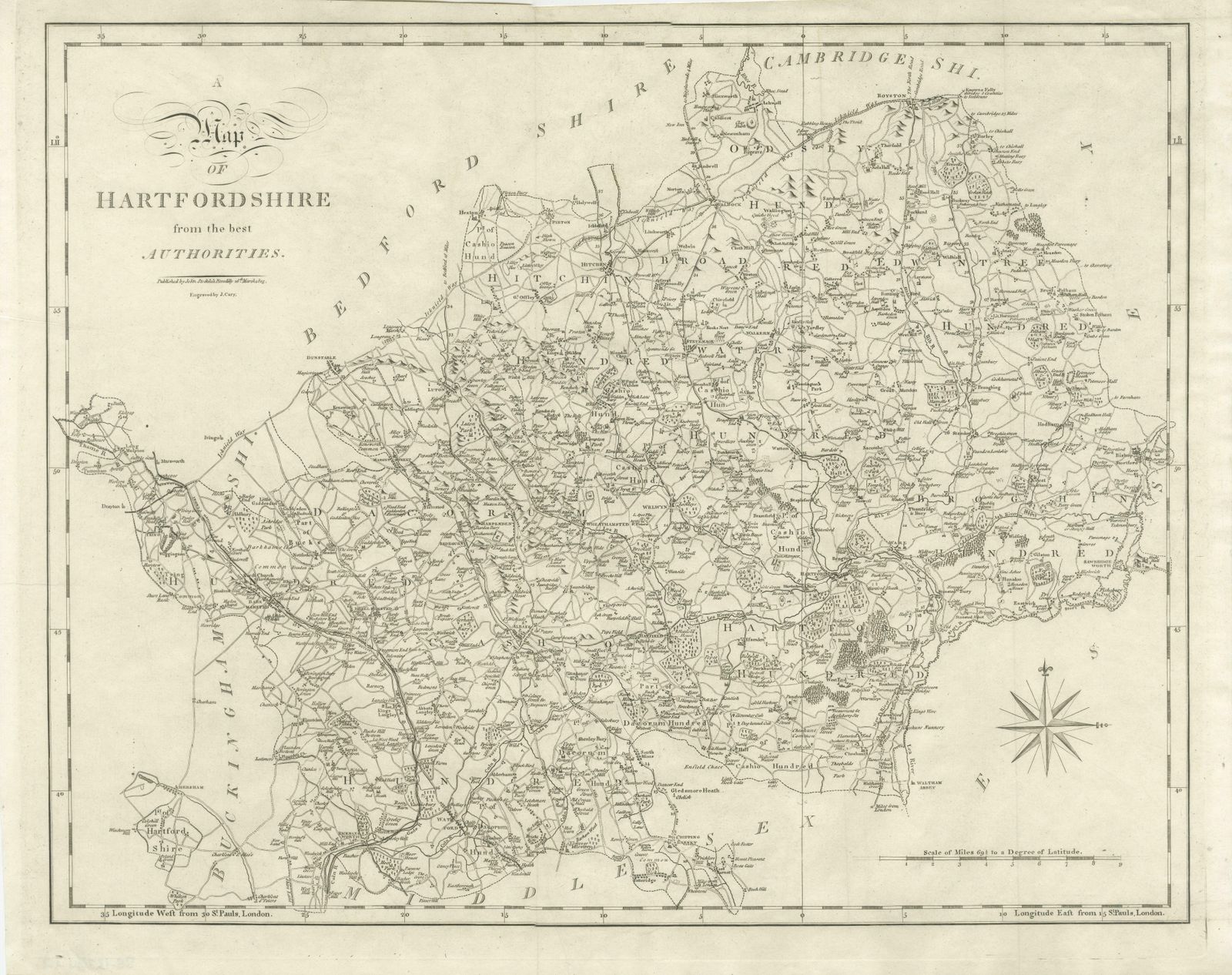 Large Antique County Map Of Hertfordshire, England photo furniture