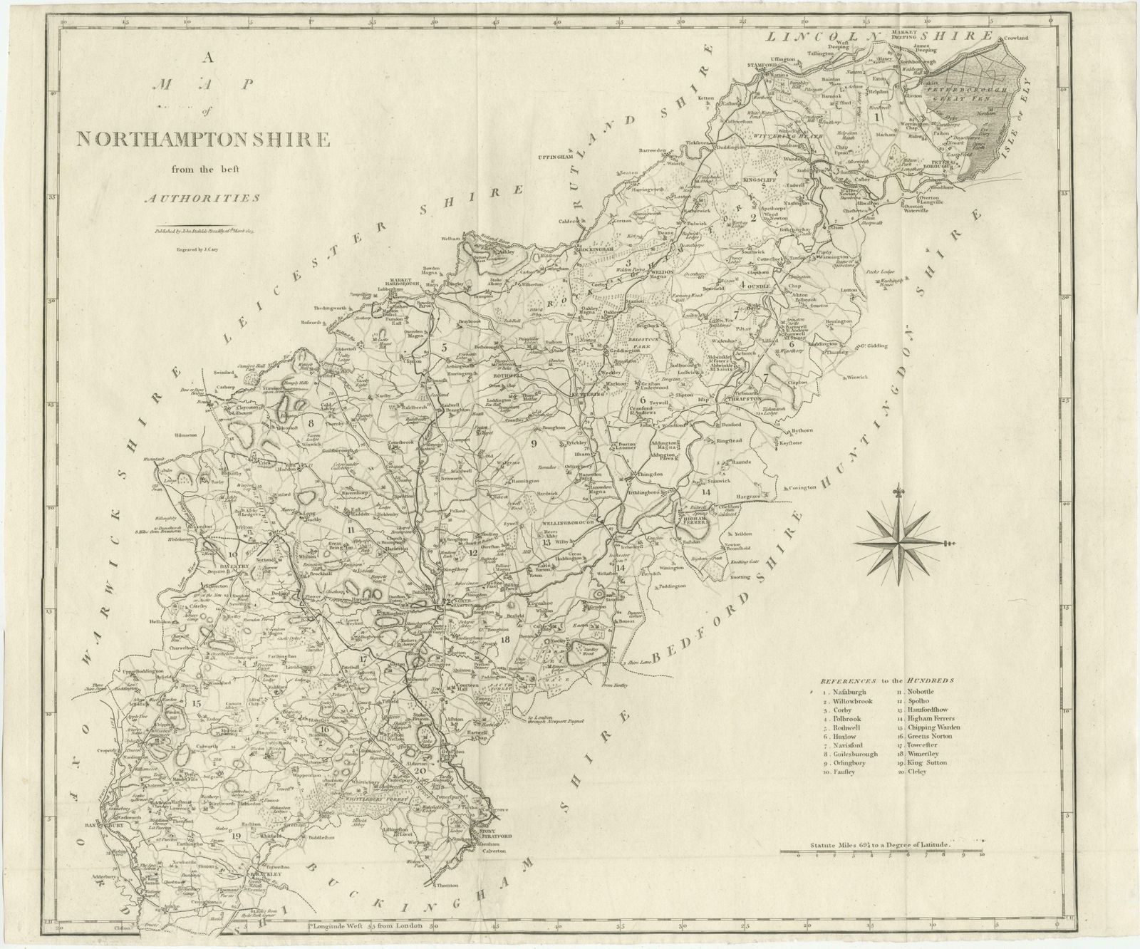 Large Antique County Map Of Northamptonshire, England photo furniture