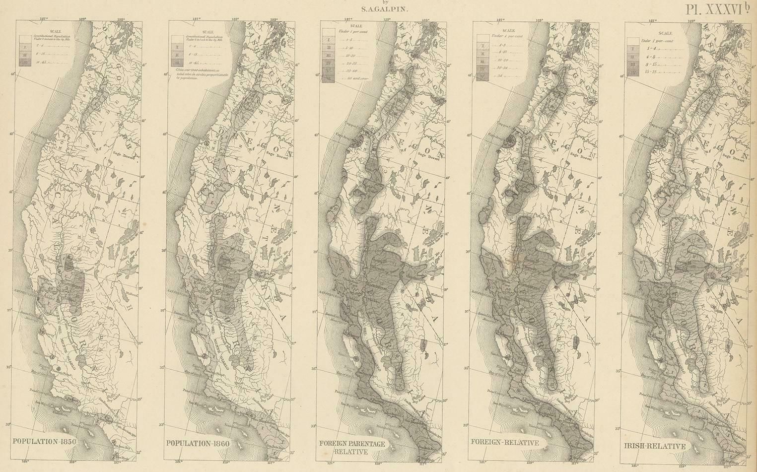 Antique Chart Of The Pacific Coast '1874' photo for sale