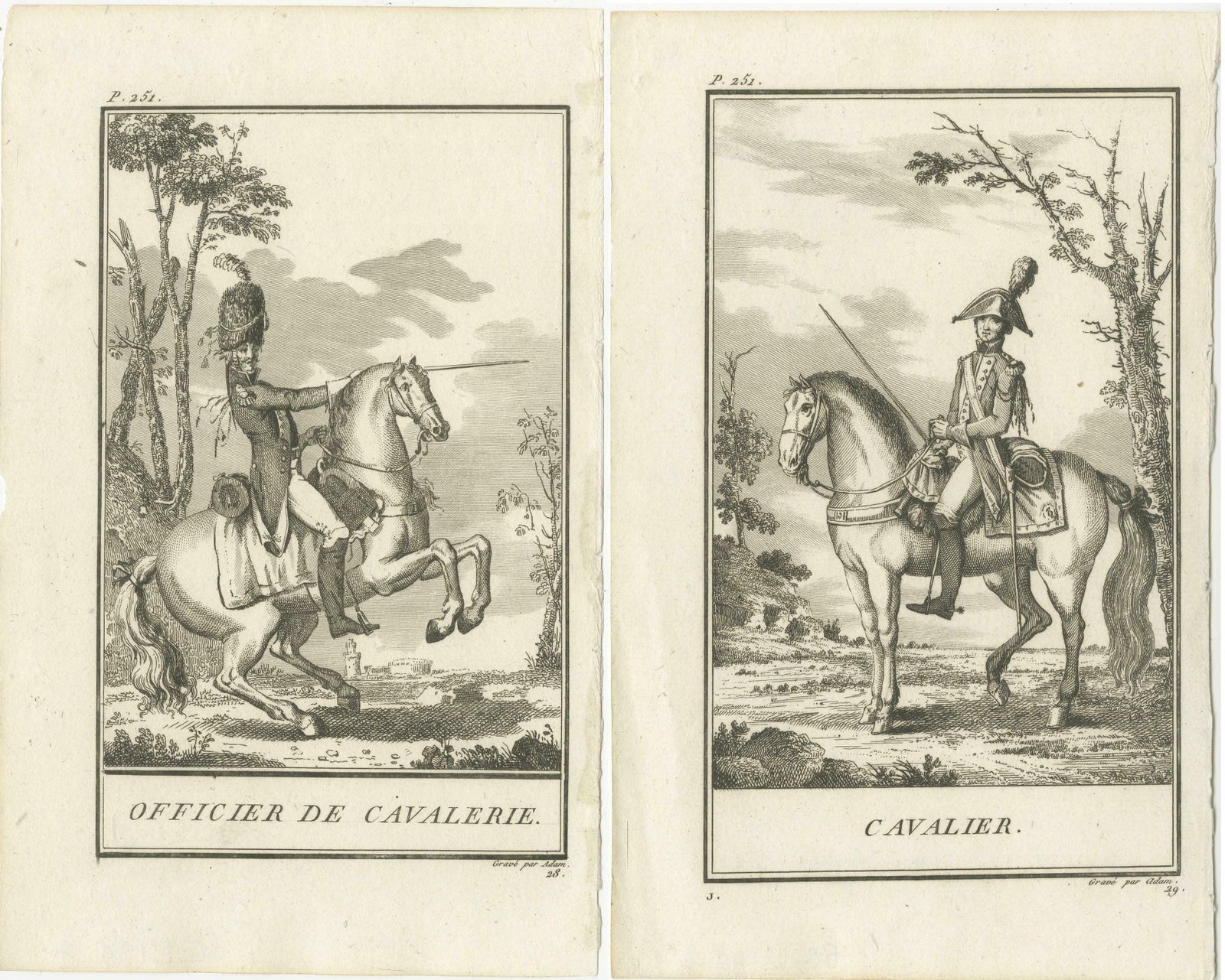 Set Of 2 Antique Horse Riding Prints, Cavalry Officer, Cavalry Soldier photo furniture