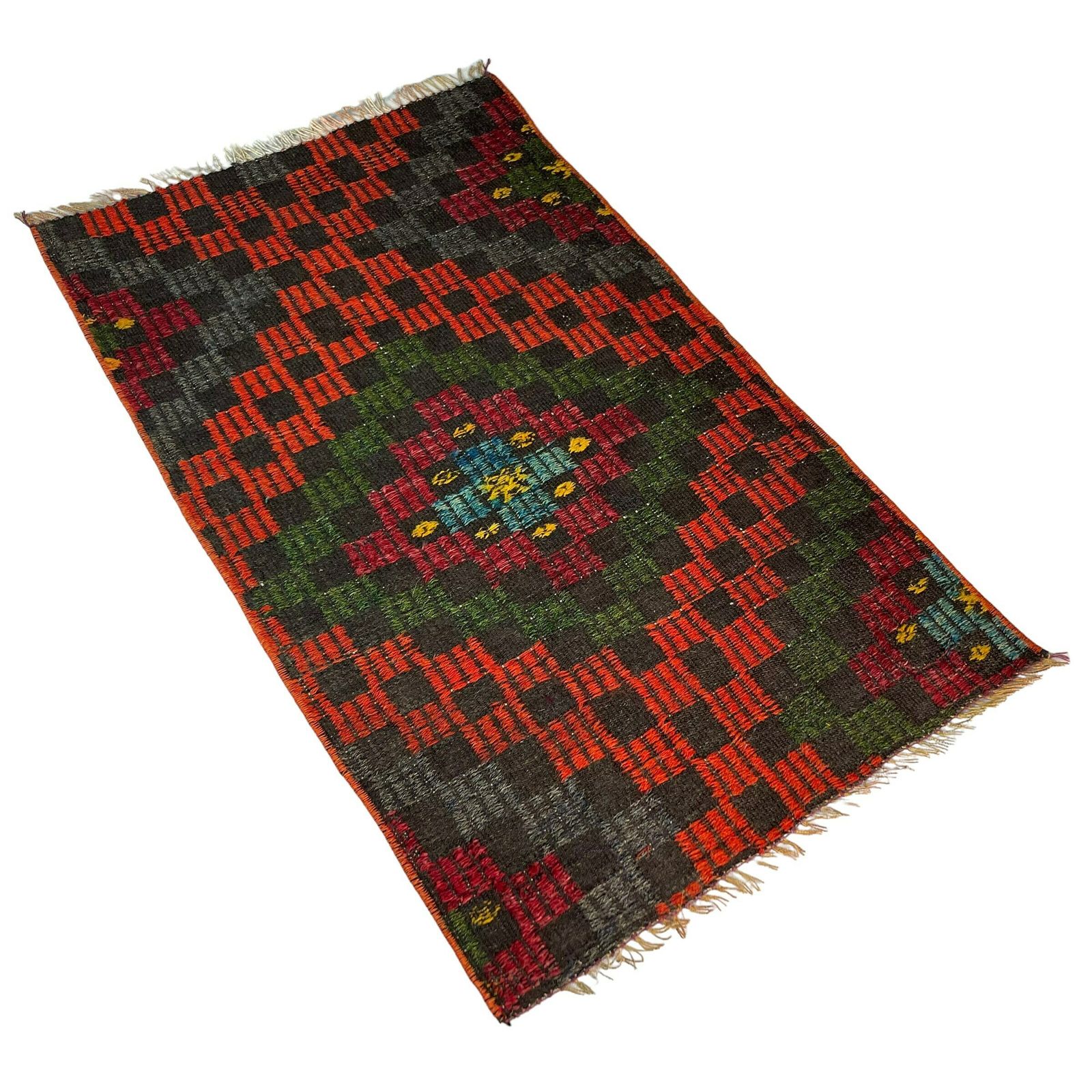 Turkish Mini Kilim Rug ,Vintage Anatolian Turkish Kelim 87 X 54 Cm photo vintage
